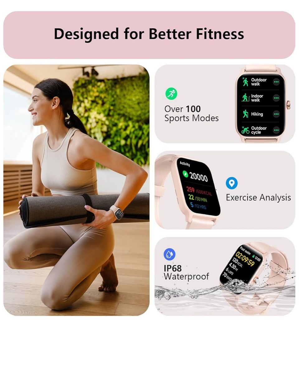 A58 5-in-1 Smart Watch with Fitness Tracker for Men & Women, Heart Rate & Health Monitor, Bluetooth smart watch